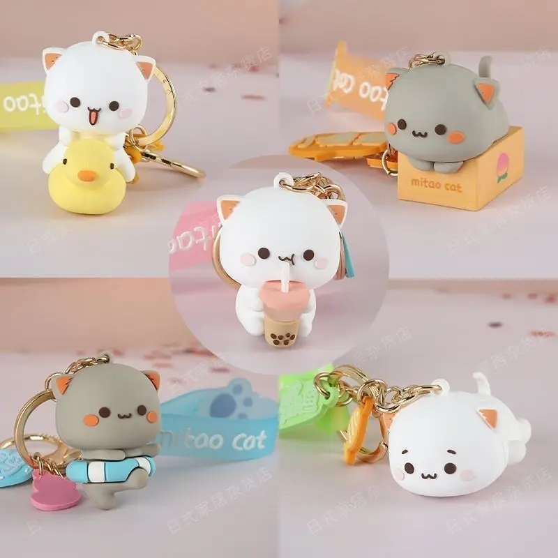 

Anime Mitao Cat Peach Cat Key Figures Buckle Silica Gel Model Dolls Figurine Backpack Decorative Pendant Kids Toy For Girl Gift