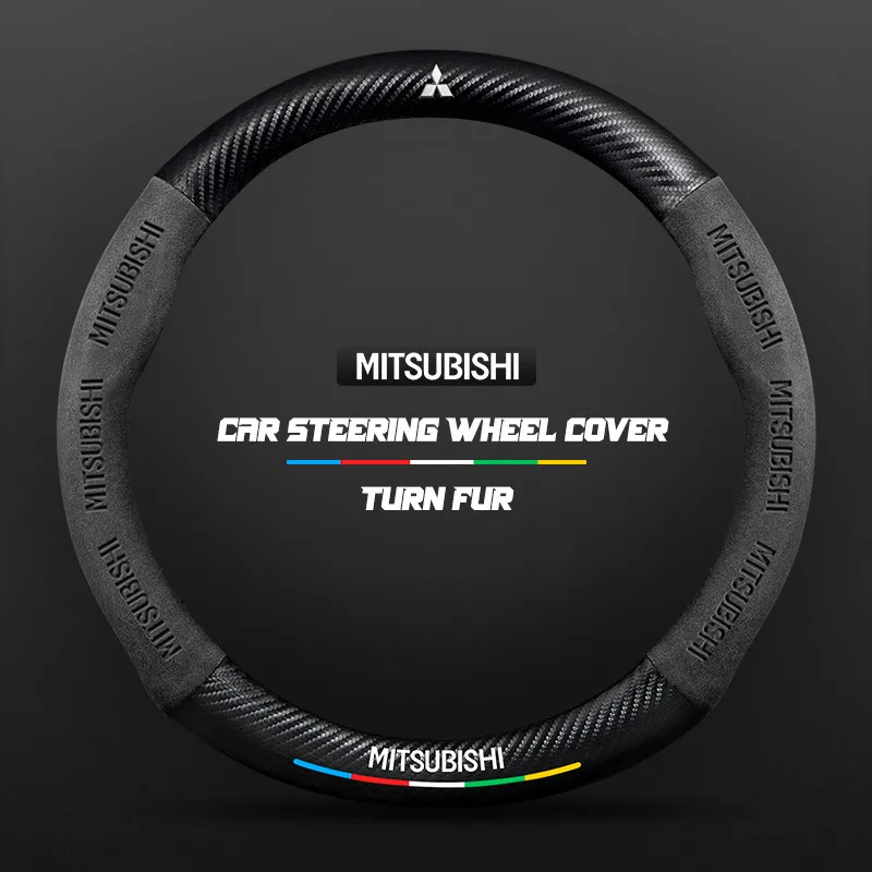 

Car Steering Wheel Cover Turn Fur For Mitsubishi Outlander l200 Ralliart Lancer ASX Colt Pajero EVO Grandis 38CM Accessories