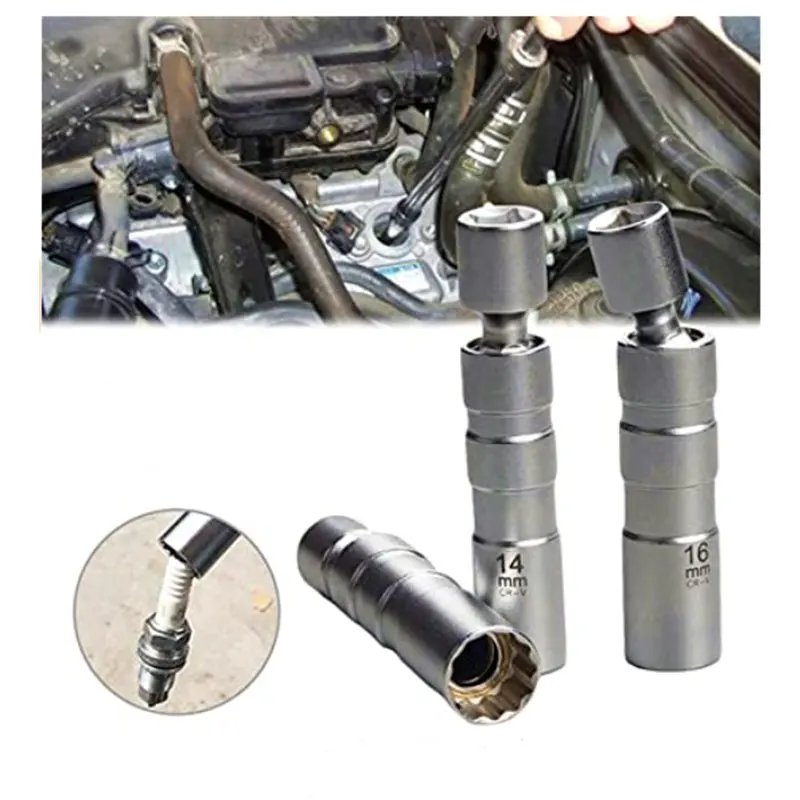 

Universal Spark Plug Sleeve Socket 14MM 16MM Thin Wall Magnetic Swivel Magnetic Spark Plug Wrench Removal Tool Car Accessories