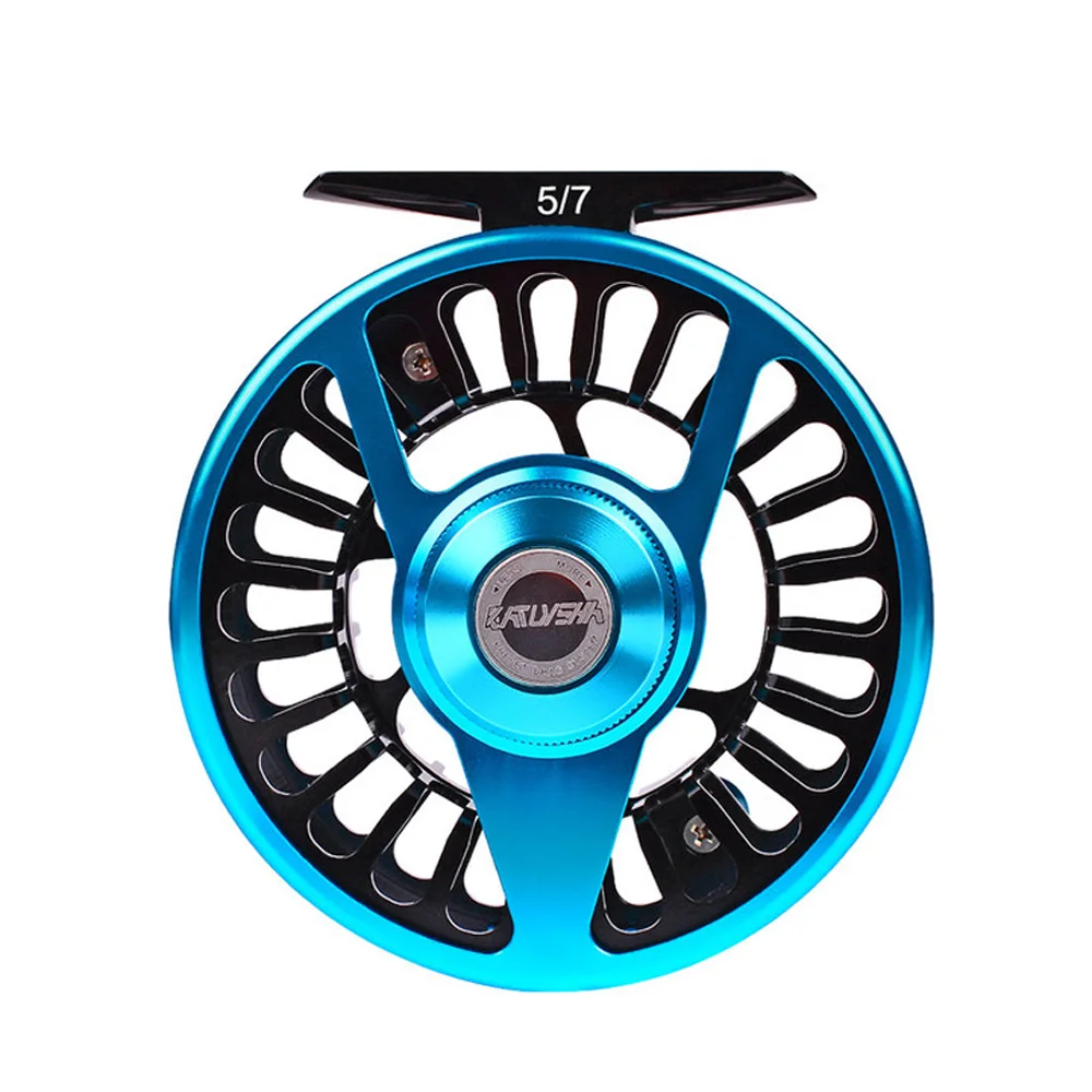 2+1 BB Aluminum Fly Fishing 5/7 7/9 9/10 WT Wheel Blue & Black Color Fly Fishing Reel CNC Machine Right & Left Handle Fly Reel