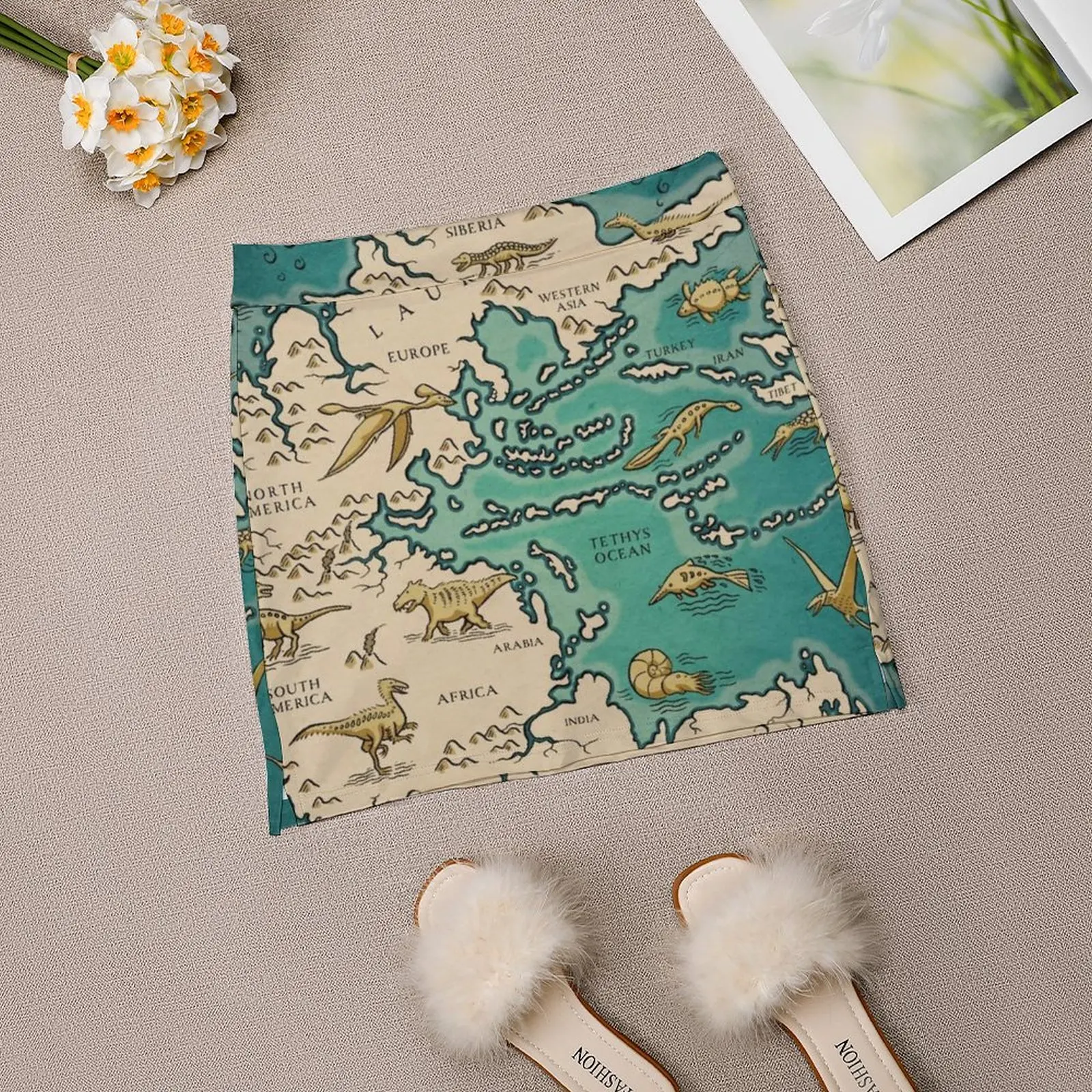 Map Of The Supercontinent Pangaea Женская юбка Мини-юбки Юбка трапециевидной формы со скрытым