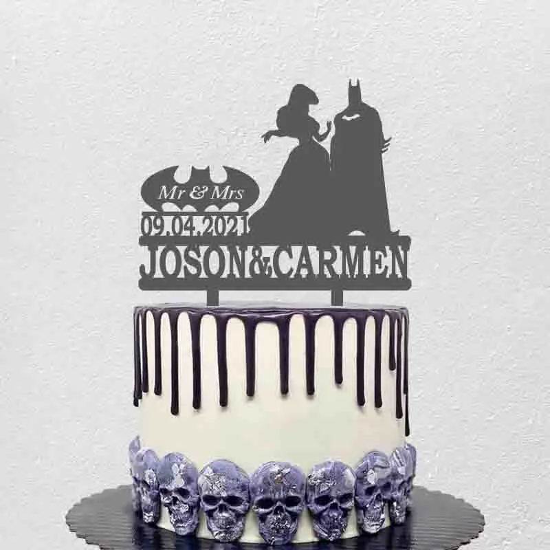 

Персонализированный Топпер для свадебного торта на Хэллоуин на заказ г-н и миссис фамилия для вечеринки свидание зомби для невесты и жениха