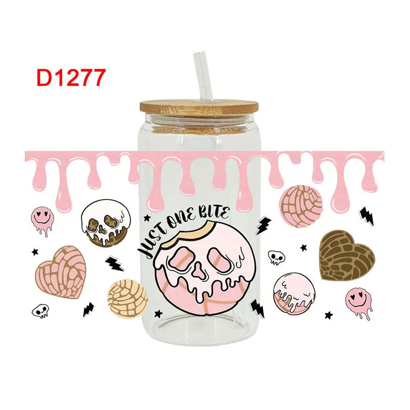 

Наклейки для переводов UV DTF, обертки для чашек, торты, пончики, тако, еда, напечатанная для стекла DIY, керамики, металла, кожи и т. Д., 16 унций D1050