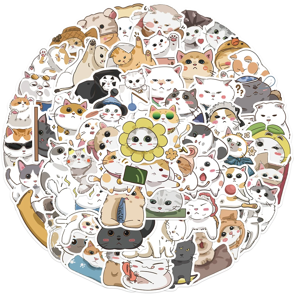 62 шт. наклейки в виде мультяшных кошек и граффити