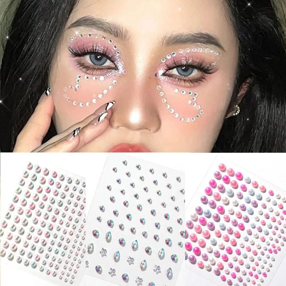 

Mixed Size Eyeshadow Diamond Stickers 3D Pearl Crystal Face Jewels Fashion Women Tattoo Diamond Makeup Eyeliner Eyes Sticker