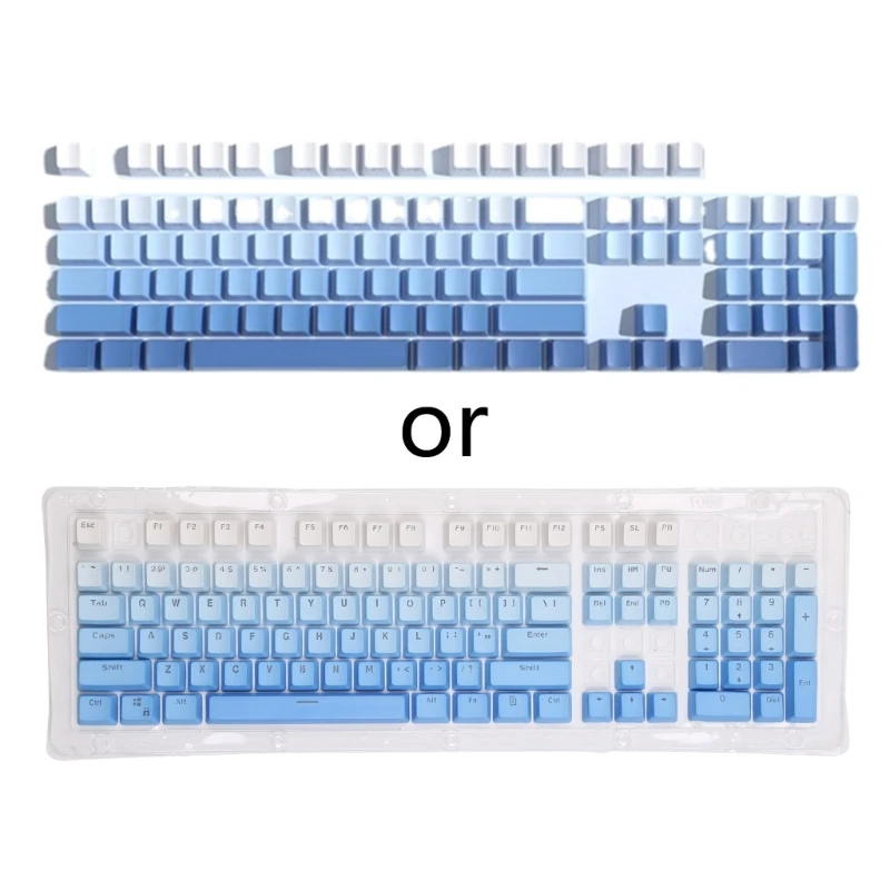 

104PCS Blue Keycaps Set PBT Backlit Keycap OEM Two-Color Dip Dyeing Process for Mechanical Keyboard