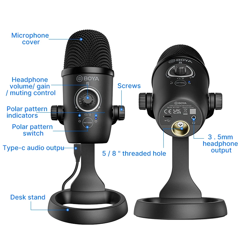 Микрофон Boya BY-CM5 USB настольный микрофон для записи в реальном времени смартфонов