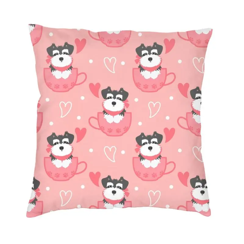 

Love Teacup Miniature Schnauzer Puppies Cushion Covers 45x45cm Soft Dog Pillow Case for Car Square Pillowcase Home Decor