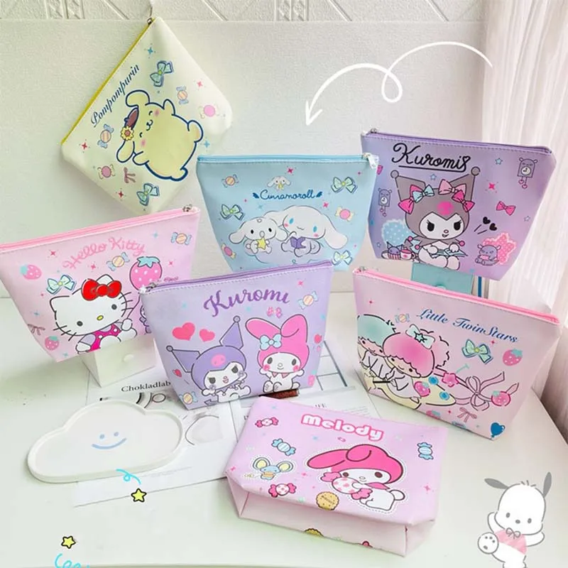 

Sanrio косметичка Hello Kitty My Melody Kuromi милый мультяшный вместительный полиуретановый чехол для хранения портативная дорожная сумка-клатч подарок для девушки