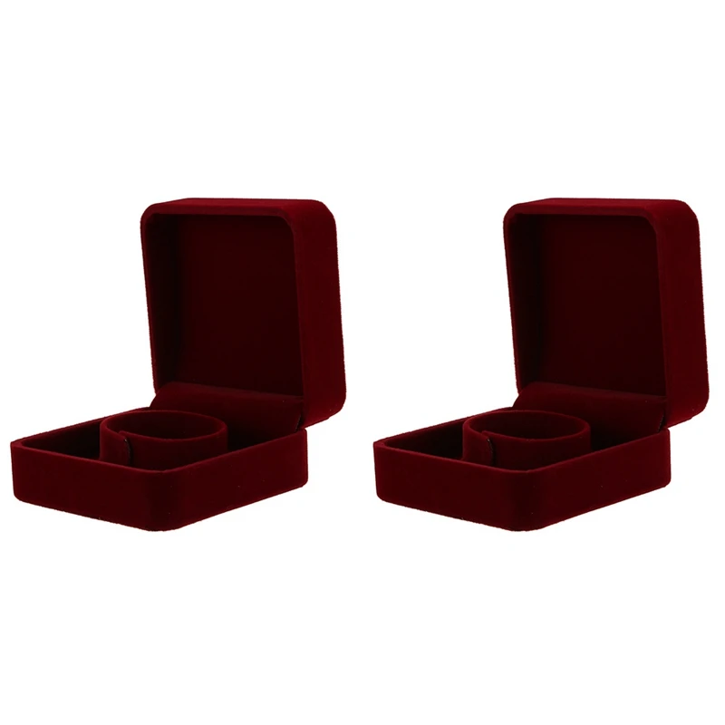 

2Pc Jewelry Storage Box Organizer Display Case Bracelet Box Jujube Red