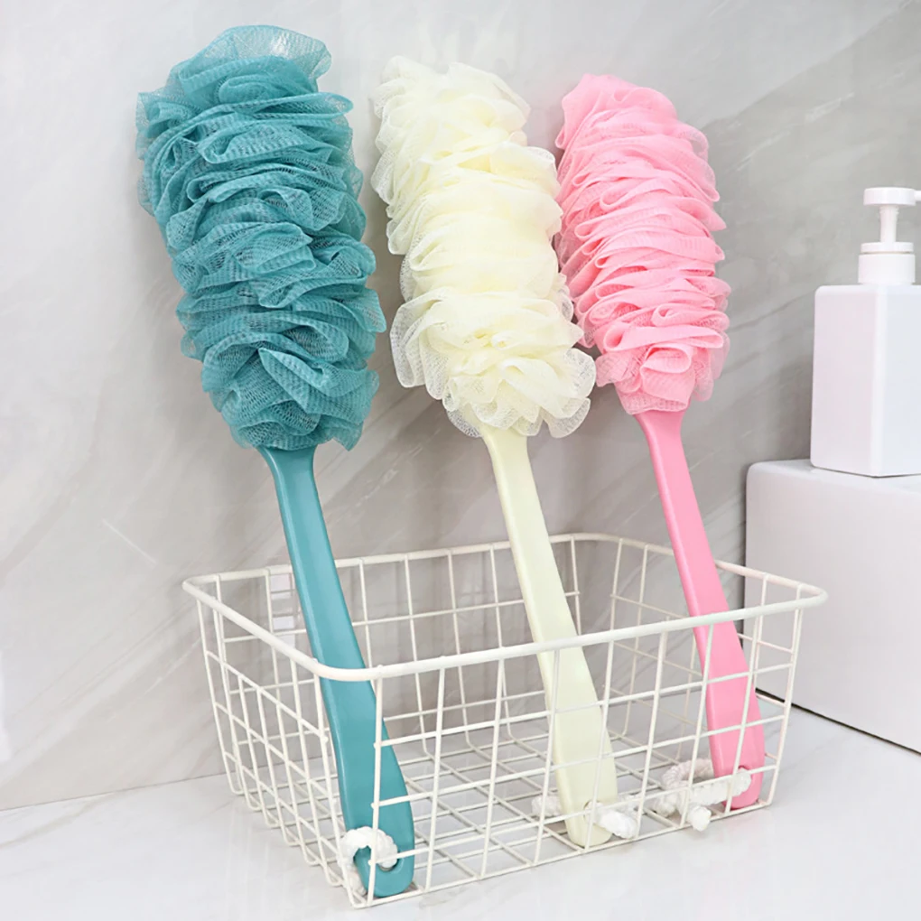 

Bath Brush Long Handle Non-slip Shower Sponge Ball Mesh Back Scrubber Foaming Scrub Tool Bathroom Shower Brush