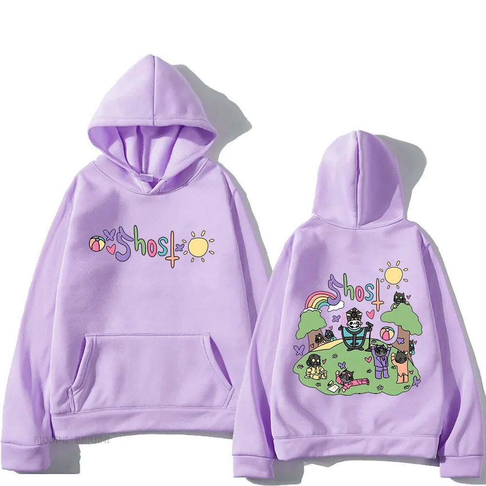 

Ghost Music Band hoodie pria, atasan berkerudung lengan panjang nyaman lembut Streetwear kasual lucu kartun untuk lelaki