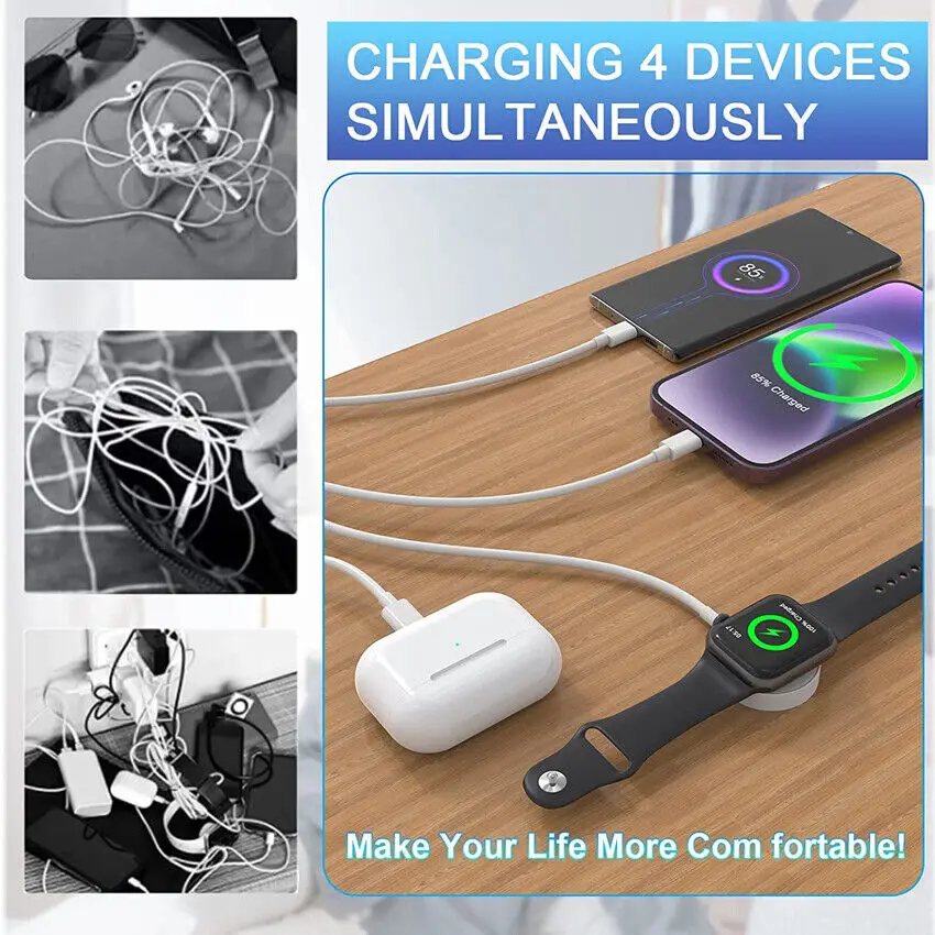 4 в 2 Usb-кабель для зарядки и передачи данных Iphone зарядное устройство часов