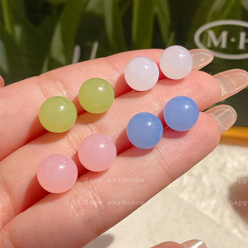 Летние милые серьги-гвоздики KADRUFI 10 мм с шариками карамельных цветов для женщин