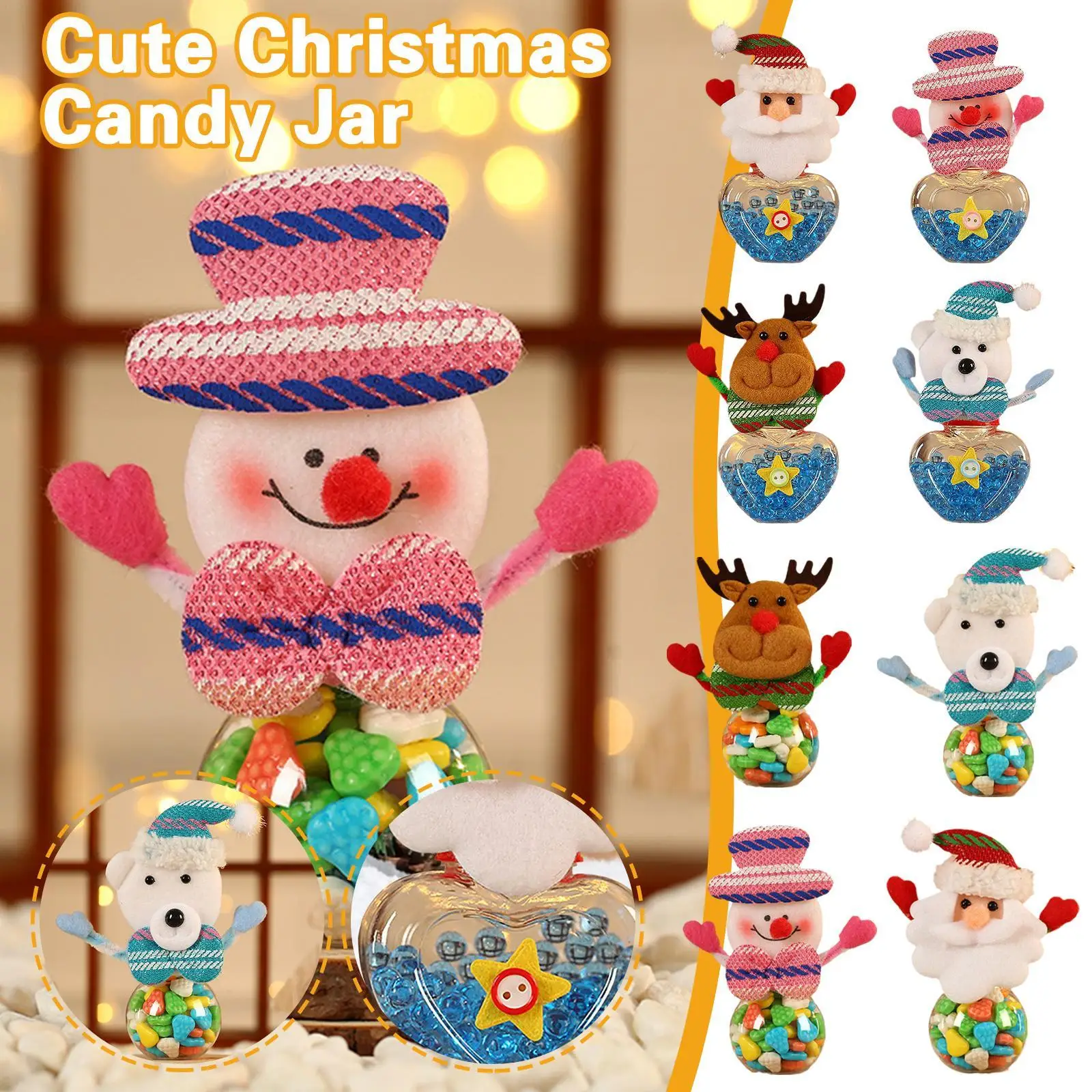 

4PCS Christmas Mini Candy Jar Storage Santa Snowman Doll Bag Sweet Gift Bottle Navidad Gift Box