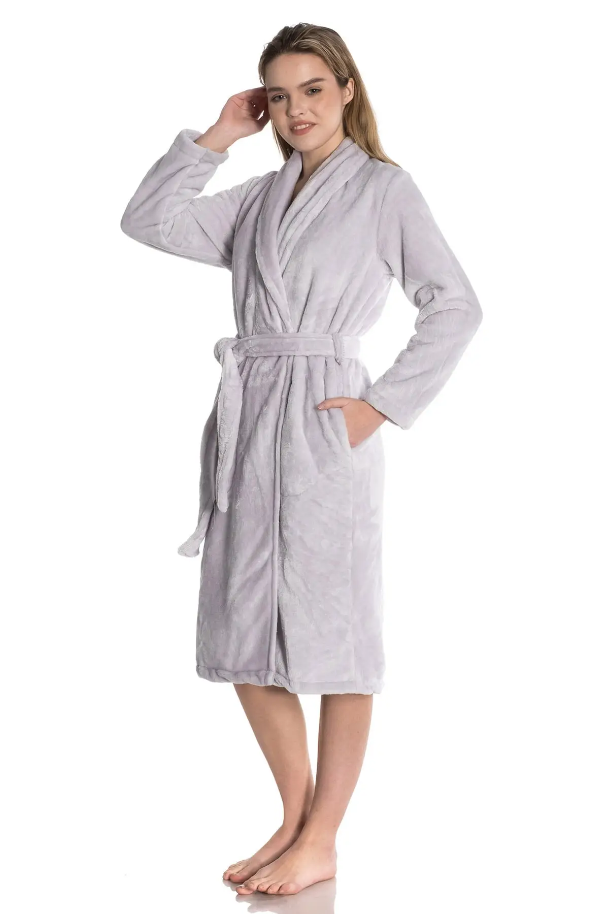 

Dressing Gown Gray Chalkboard Plush Yummy Fashion Robe Robe Sexy Peignoir Kimono Bride Sleepwear Night Gown