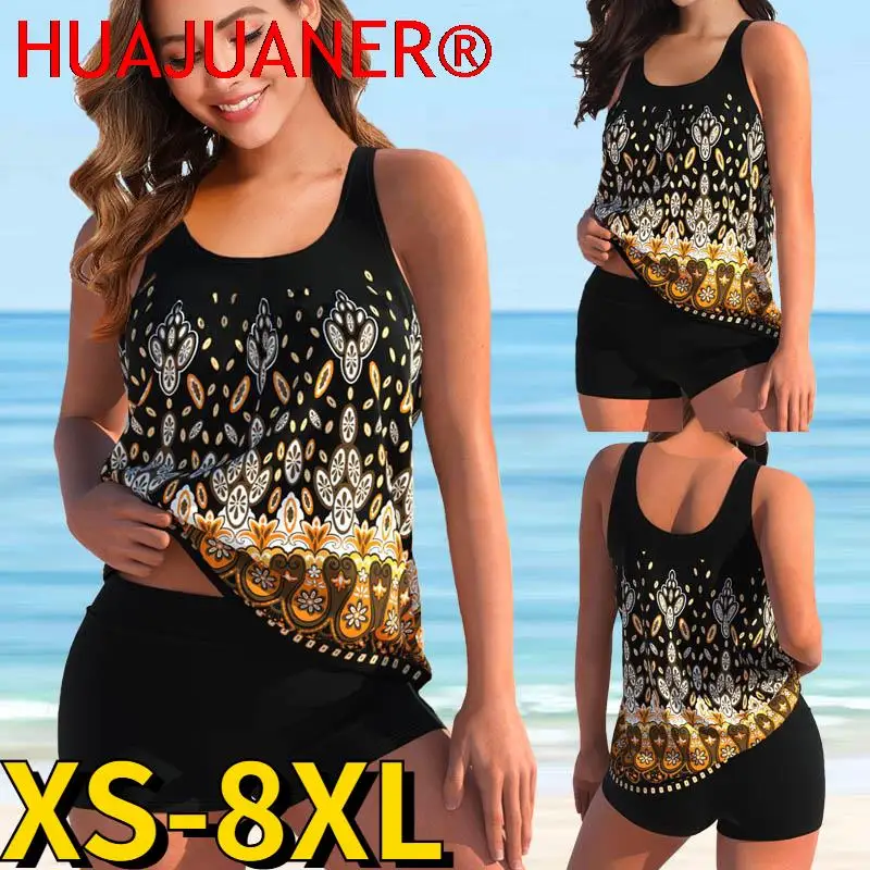 

2023, пляжная одежда, женский купальник, летний женский купальник с высокой талией, новые модные купальники-танкини с принтом, купальник из дв...