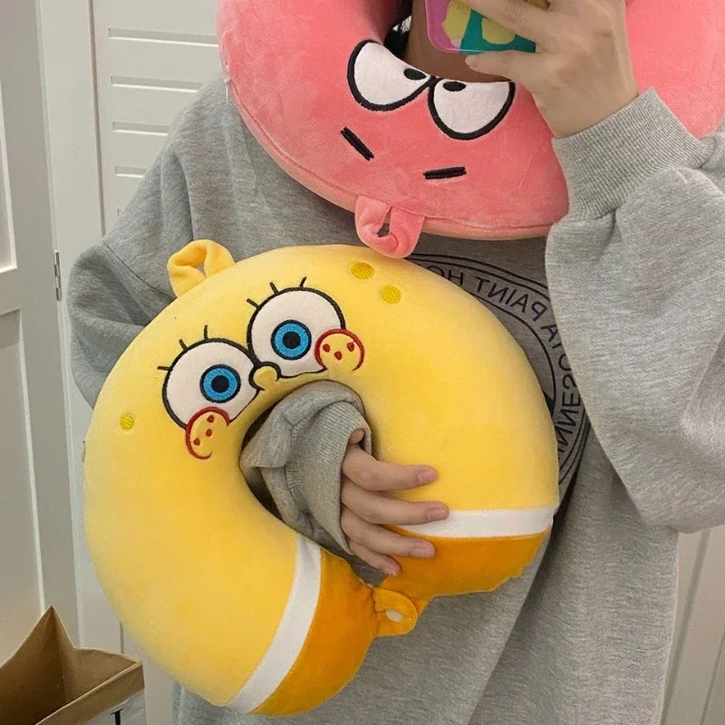 Фото Губка Боб, 2 цвета, Patrick Star, удобные подушки для шеи, U-образная подушка из пены с эффектом памяти, мягкая подушка для путешествий в самолете №3