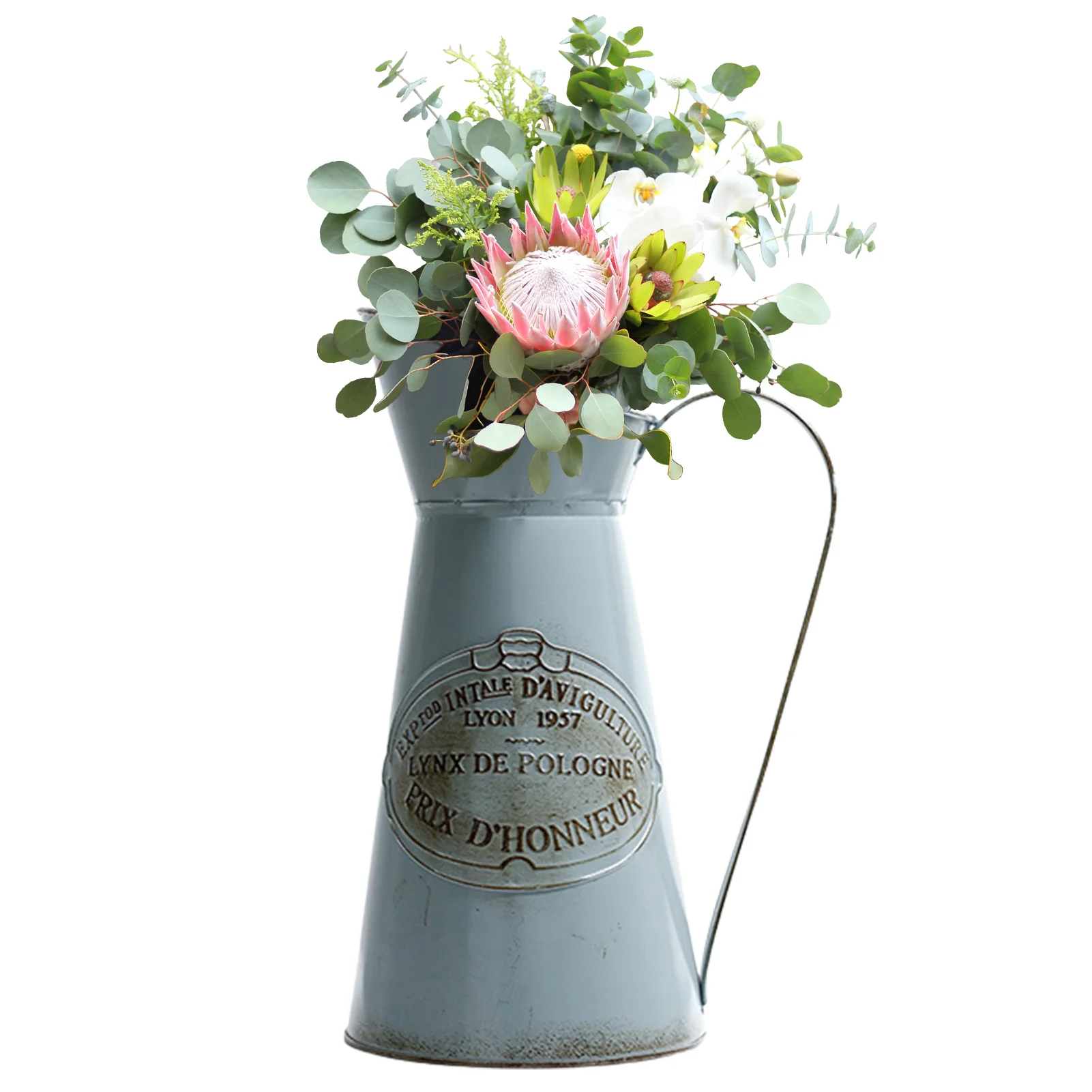 

Vintage Galvanized Metal Vase Rustic Decorative Retro Flower Pot Craft Rural Style Farmhouse Decor For Home Kitchen Christmas
