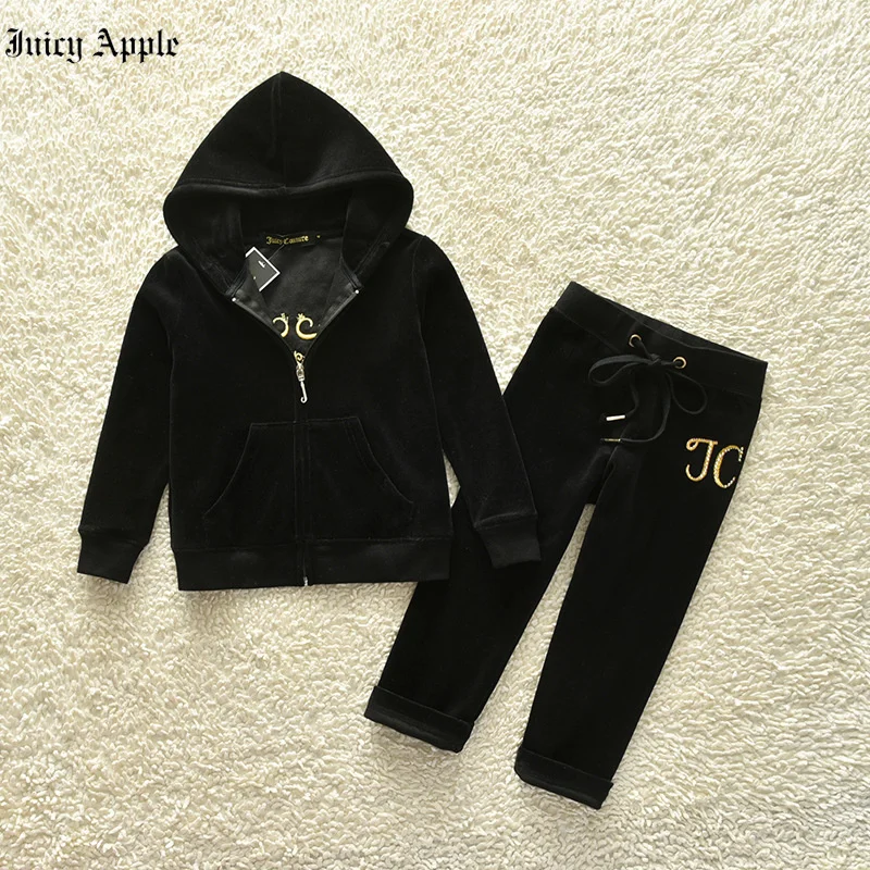 Juicy Apple Tracksuit Hoodie Women Fashion Girl Coat Oversized Hoody + Pant Casual Child Sports Suit Fashion Kids Clothes Set enlarge