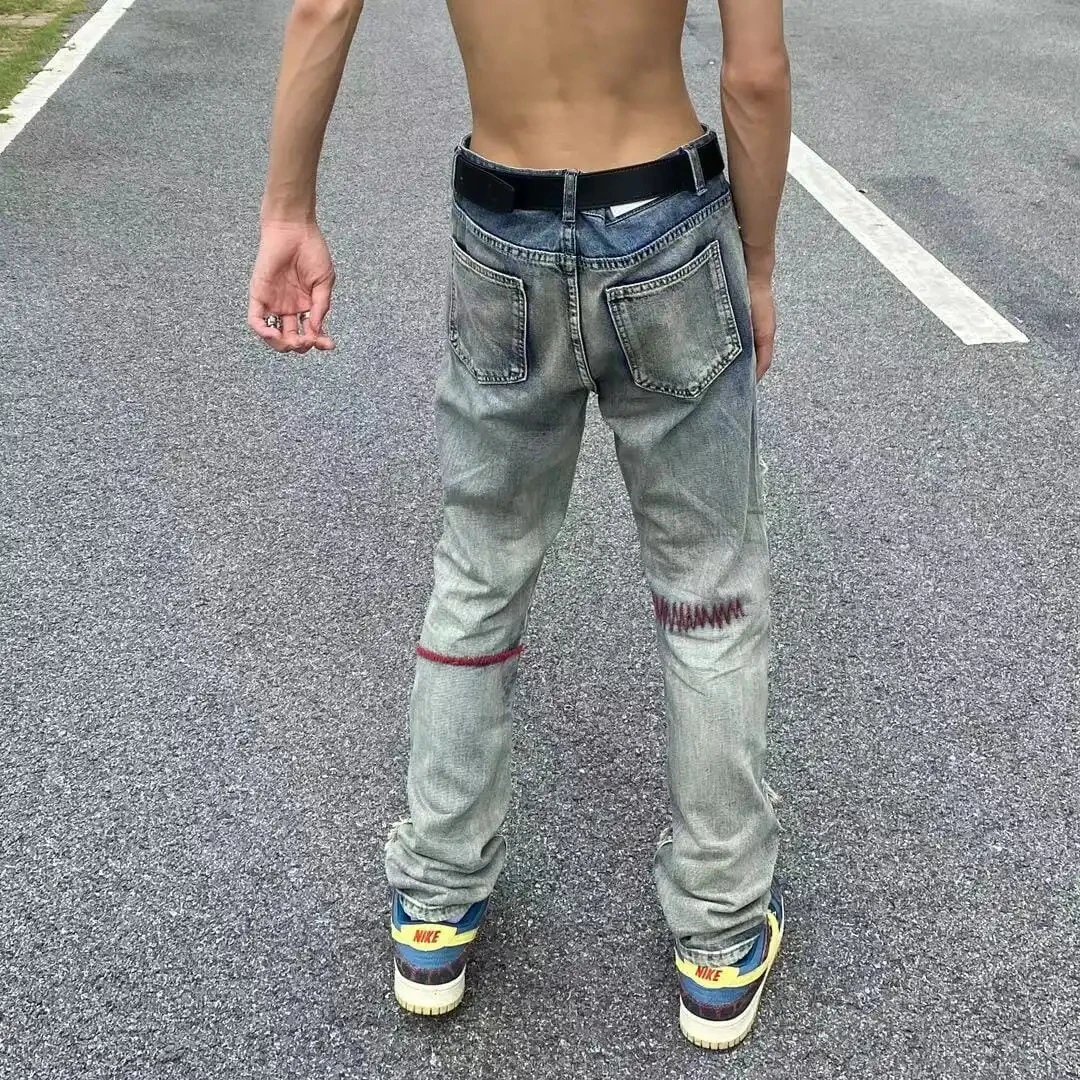 Джинсы мужские в стиле хип-хоп с высокой посадкой |