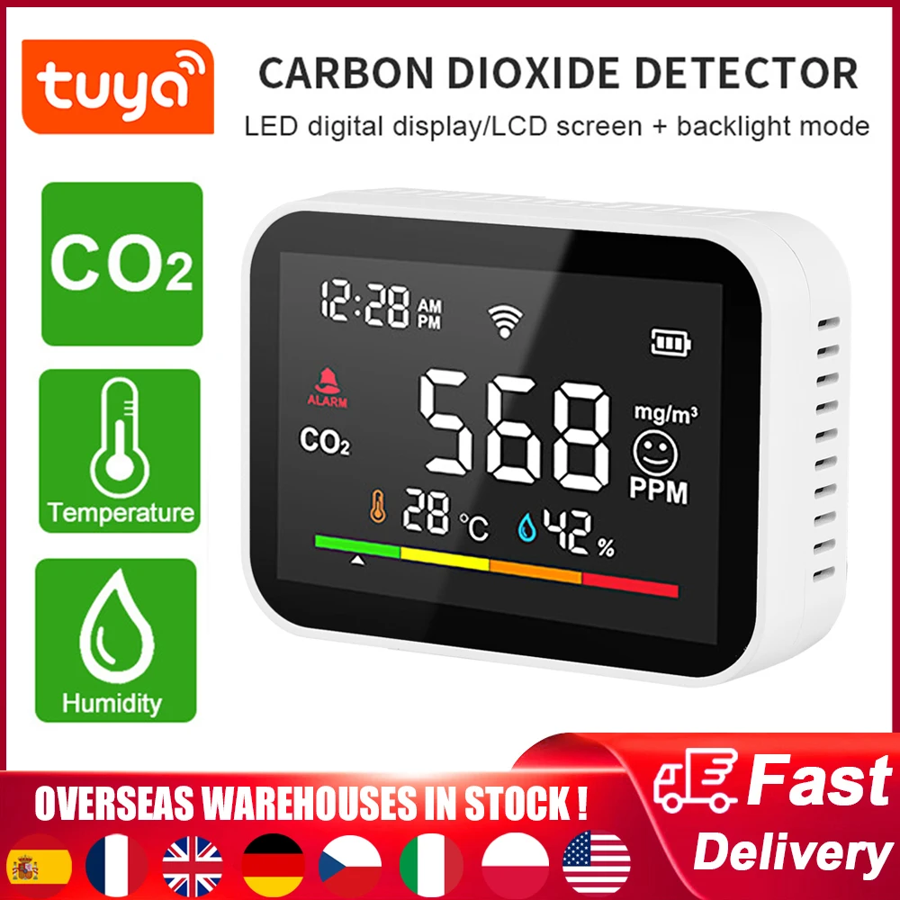 

Tuya WiFi Smart Air Quality Monitor CO2 Meter Temperature Humidity Tester Gas Analyzer Multifunctional Carbon Dioxide Detector