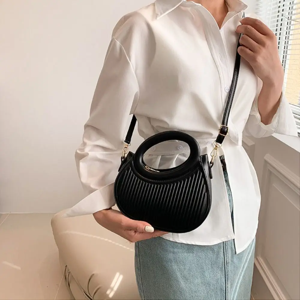 

Pu Leather Underarm Bag Pleated Single Shoulder Bag Purse Handbag for Women