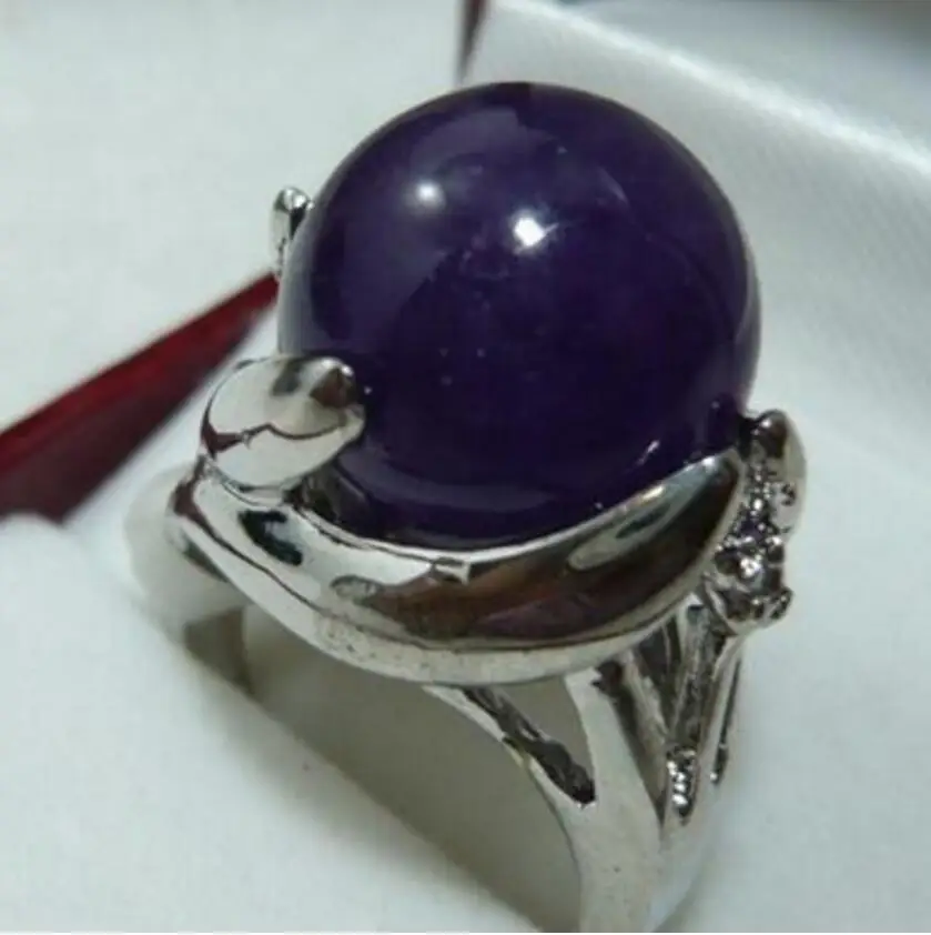 

Fashion jewelry good wholesale noble 14mm dark blue Natural jade fashion ring(#7.8.9)