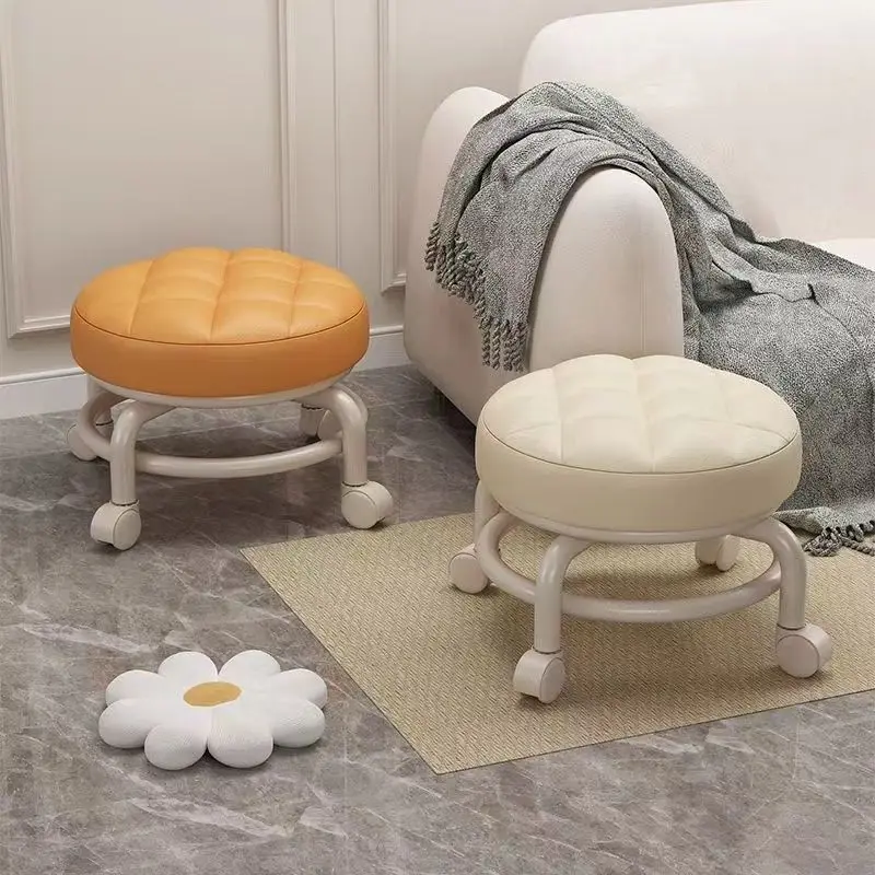 

Household Universal Wheel Sewing Stool with Wheels Rotating Floor Wiping Low Stool Nail Repair Footstool Pulley with Baby Stool