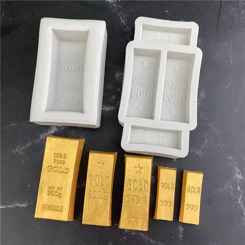 

Gold Bar Shape Silicone Mold Kitchen DIY Fondant Cake Baking Decoration Fudge Dessert Chocolate Mold Gypsum Clay Plasticine Tool