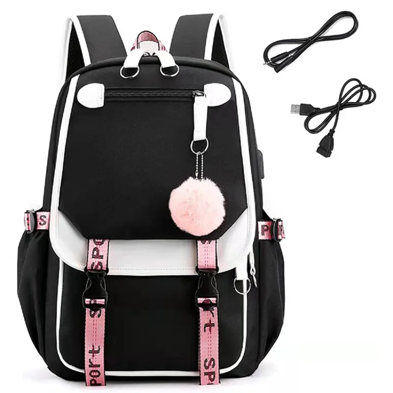 

Teenage Girls Backpack Middle School Students Backpack Book Bag Portable USB Charging and Headphone Jack 20L-35L
