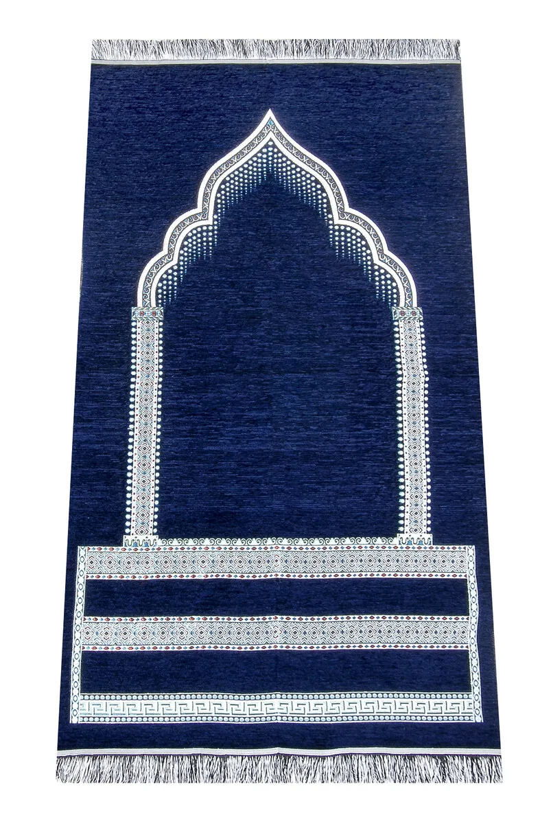 

IQRAH Luxury Chenille Mihraplı Simple Prayer Mat Navy Blue