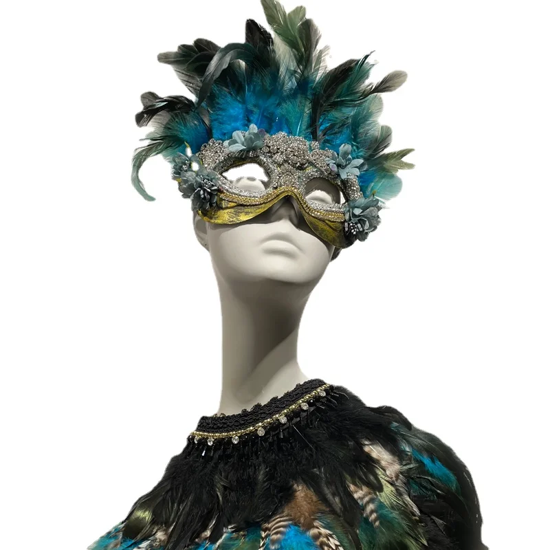 Heavy Industry Shining Halloween Masquerade Party Female Cos Feather Mask Children's Han Chinese Costume Model