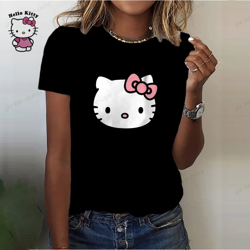 

Женская футболка с коротким рукавом, с принтом Hello Kitty