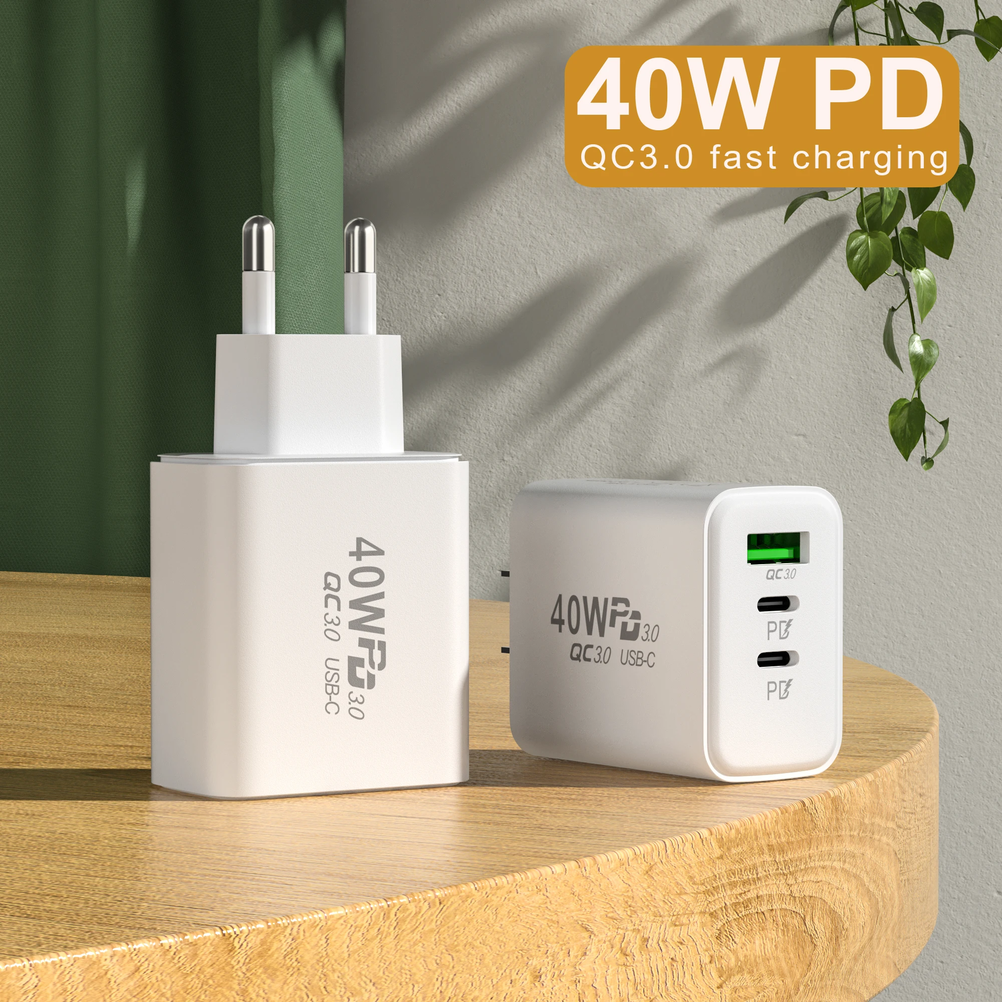 60W USB Type C Charger PD 40W Fast Charging Mobile Phone Adapter For iPhone Samsung Xiaomi Huawei Quick Charge 3.0 Wall Charger