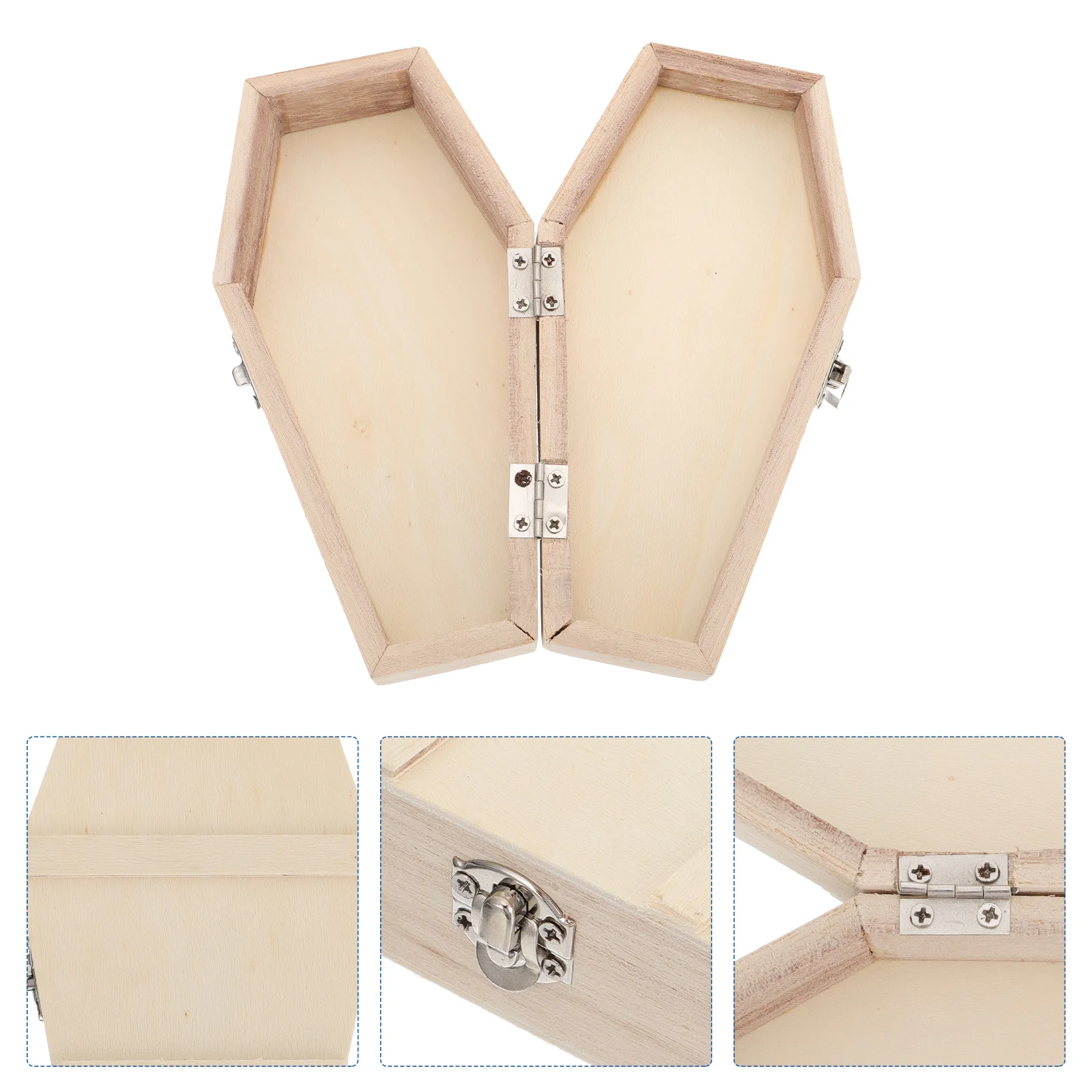 

Halloween Coffin Candy box Mini Hexagonal Coffin Gift Box Wooden Box Candy Storage Box DIY Halloween Party Gift Box Accessories