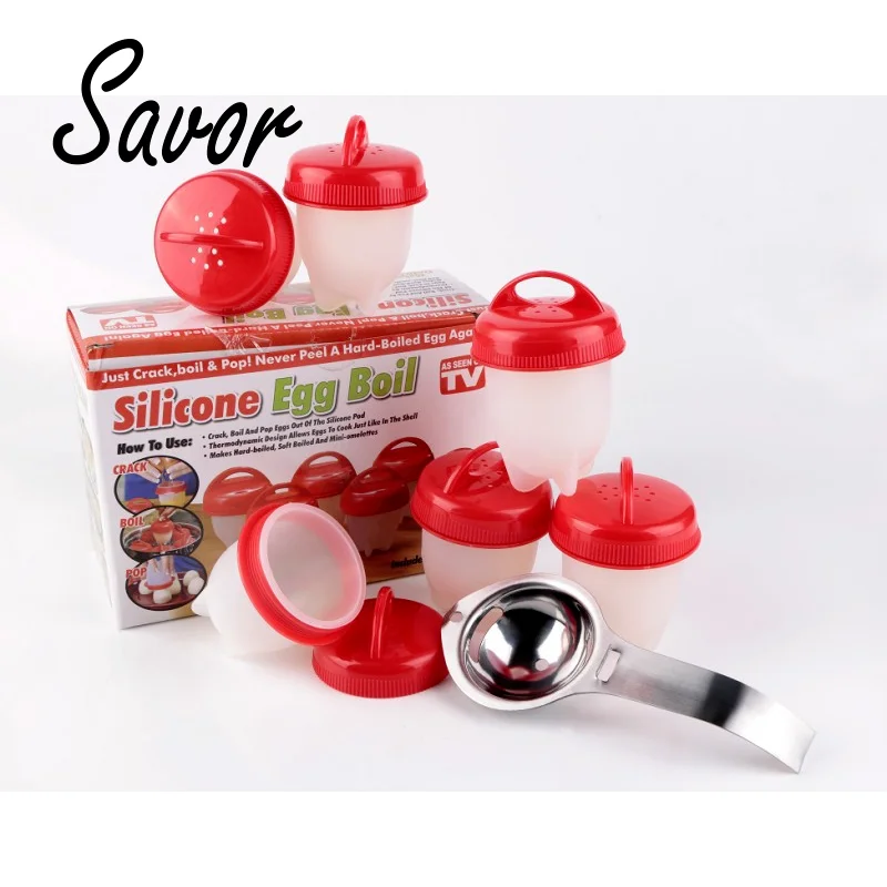 6-1Pc/Set Egg Poachers Cooker Silicone Non-Stick Egg Boiler Cookers Pack Boiled Eggs Mold Cups Steamer Kitchen Gadgets Tools