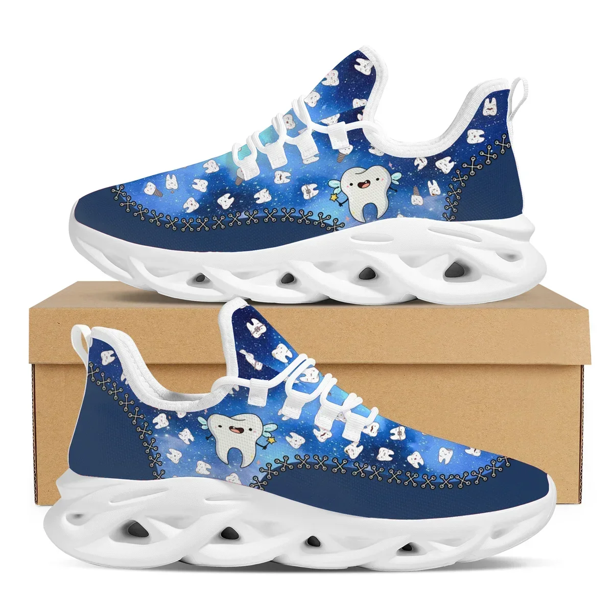 Дышащие женские кроссовки на стоматологической тематике туфли плоской подошве с