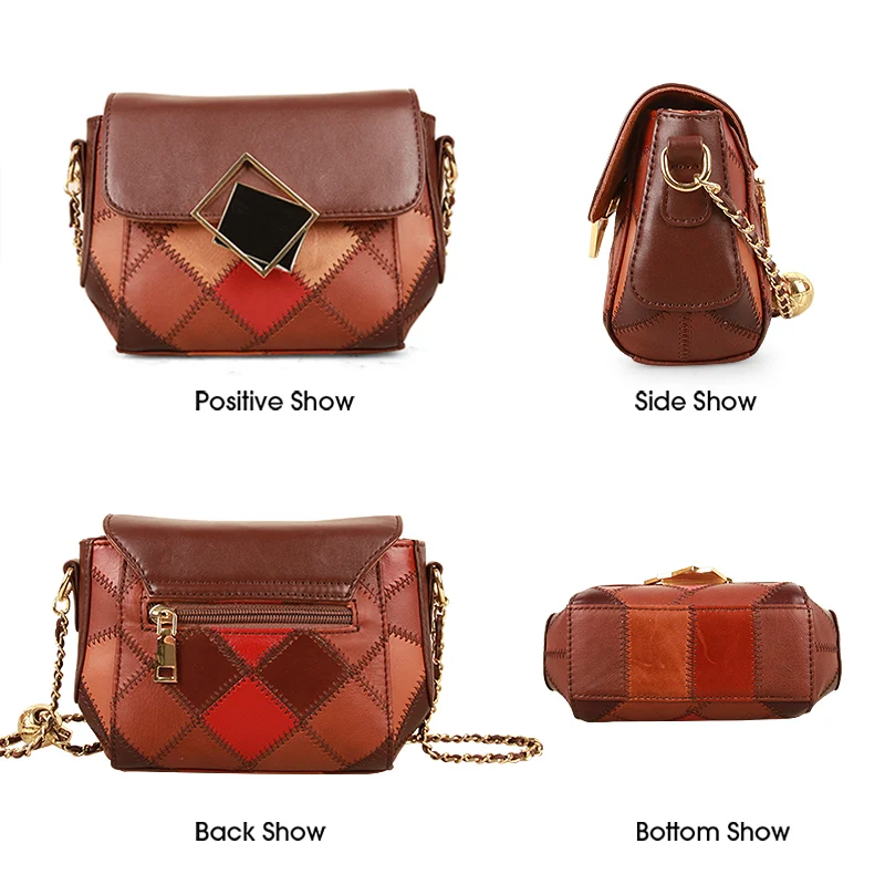 Crossbody Bags Women Multicolor Small Bag Adjustable Shoulder Straps Genuine Leather Leather Shoulder Bag Female Fashion Design