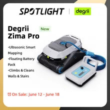 Degrii Zima Pro Ultrasonic Radar Cordless Pool Cleaner Smart Mapping, Triple-Drive Motors, Floating Battery Pack, Climbs Cleans