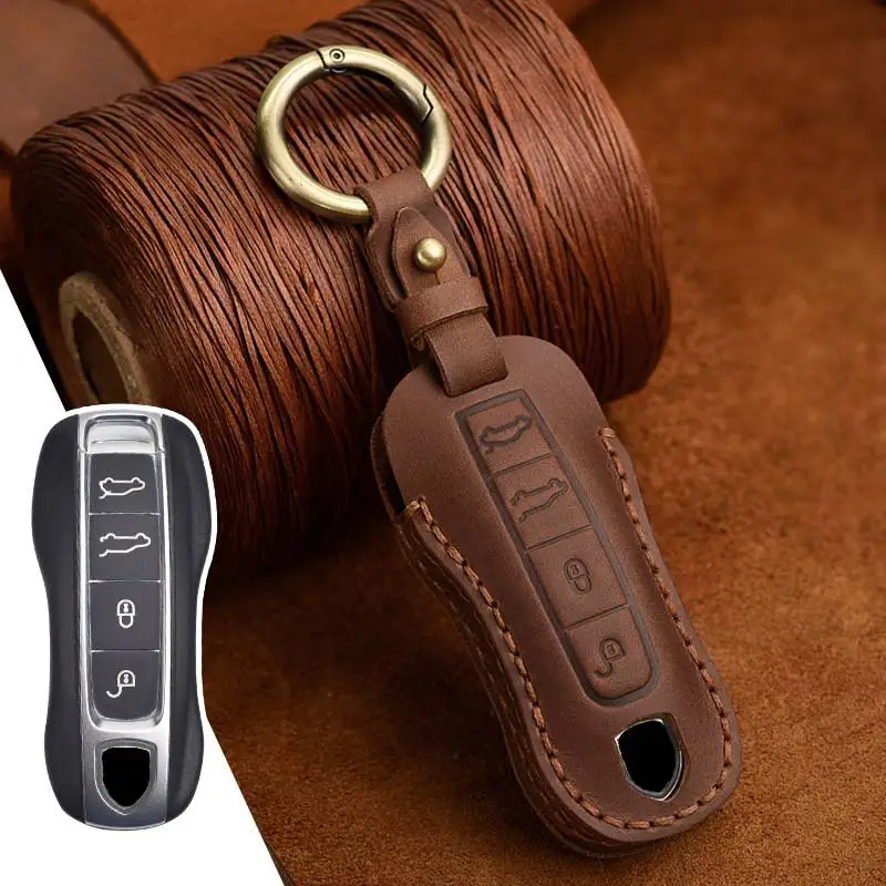 

Кожаный чехол для ключей, защитный чехол для брелока для Porsche Cayenne Pamela Macan 718 Panamera, аксессуары для брелоков