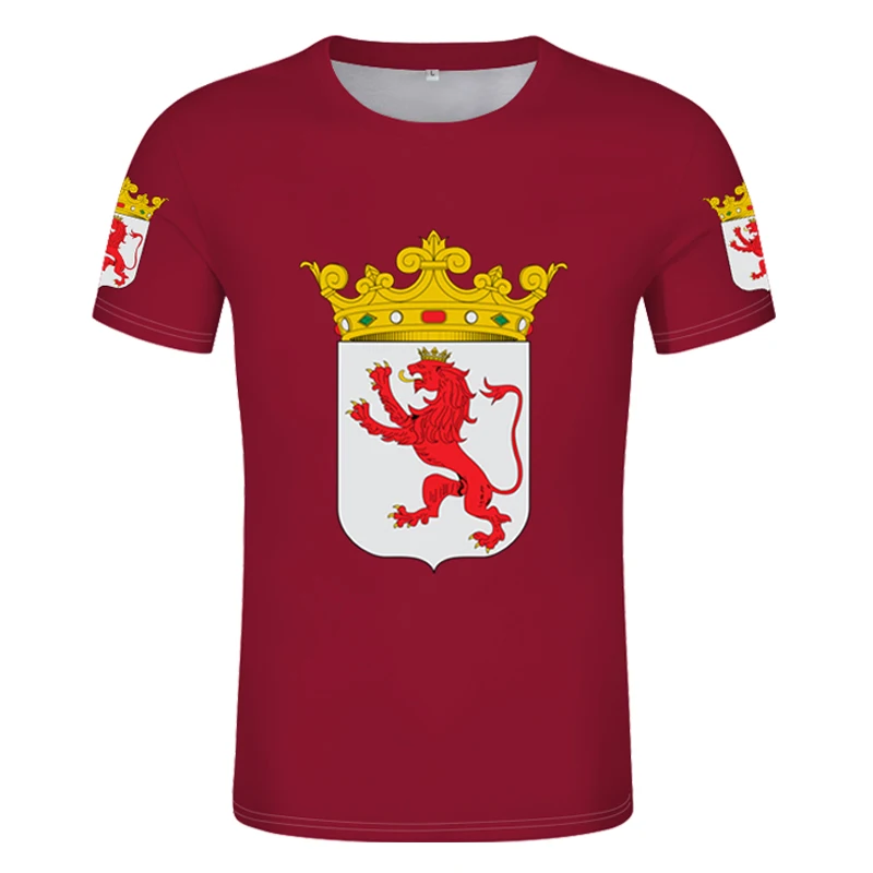 

Flag of Leon T-shirt free custom name number Spain Provincial Flags T-shirt summer men's and women's T-shirt team sports T shirt
