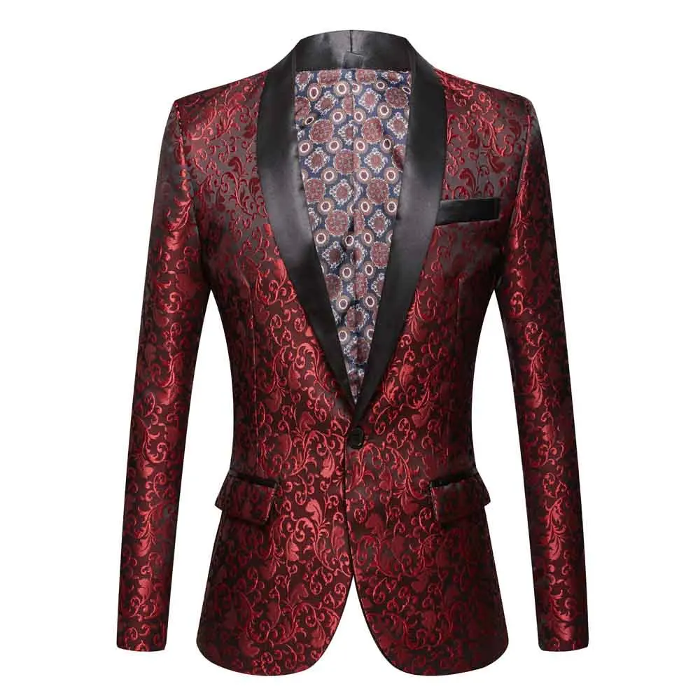 2022 Men's Fashion Wine Red Burgundy Men Suits Slim Fit Groom Prom Tuxedo Male Blazer