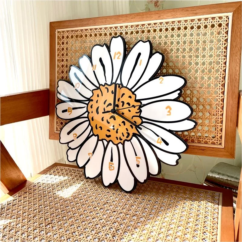 

Cartoon Wall Clocks Creative Flower Literary Design For Living Room Kitchen Mute Clock Cute Decoration Digital Clocks Hanging