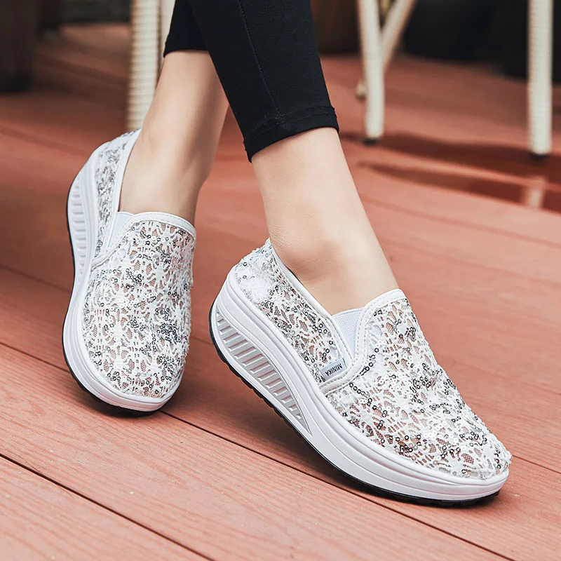 

Platform Sneakers Women Shoes White Sneakers Wedges Les Mesh Hollow Out Breathable Summer Zapatillas Mujer Platform Sports Shoe