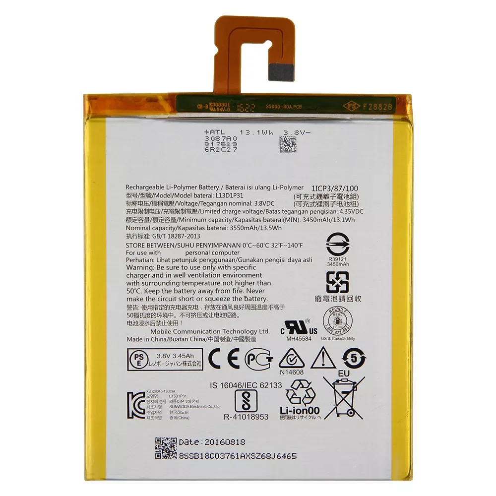 

2023New Original Replacement Battery For For Lenovo S5000-H S5000-F Tab2 A7-10F A7-20 A7-30 L13D1P31 Genuine Battery 3450mAh
