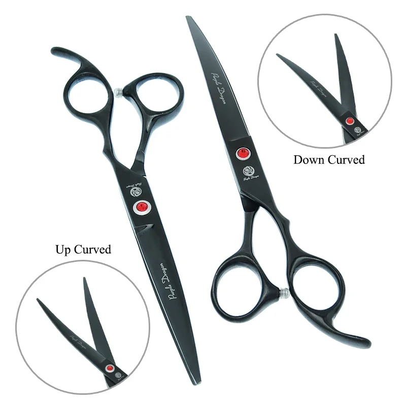 Профессиональные ножницы для ухода за собаками Purple Dragon 7 0 дюйма прямые изогнутые