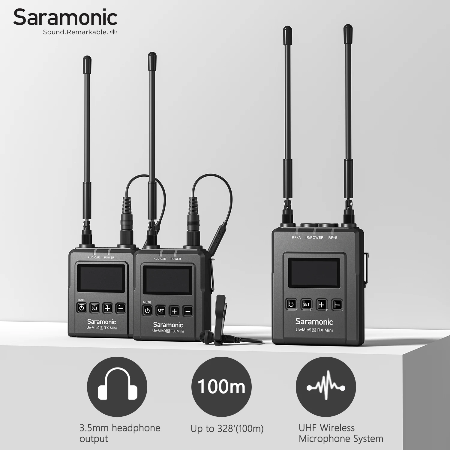 Saramonic Uwmic9s Mini 3.5mm TRS UHF Lavalier Wireless Microphone for Live Streaming Youtube Vlogging Interview Online Courses |