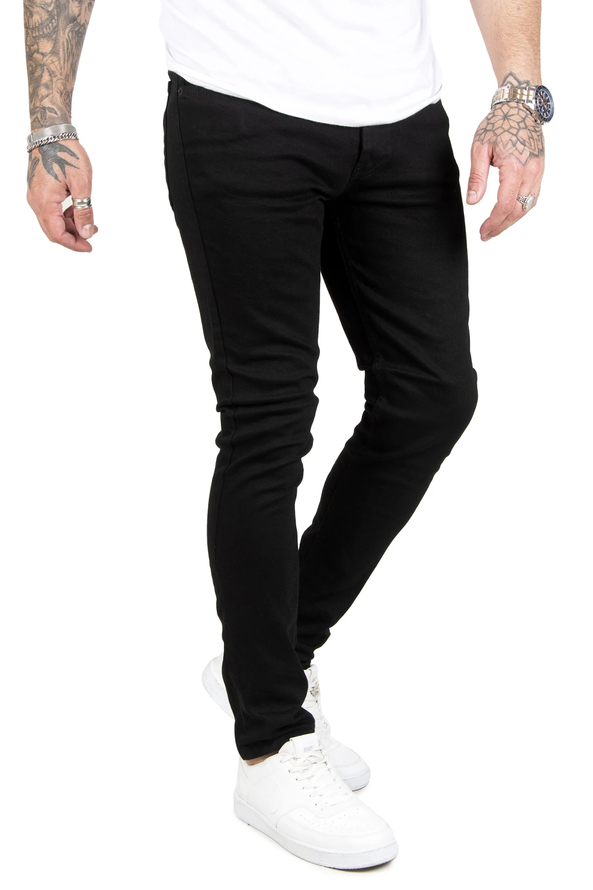 DeepSEA narrow cut lycra buttoned men jeans 1911964