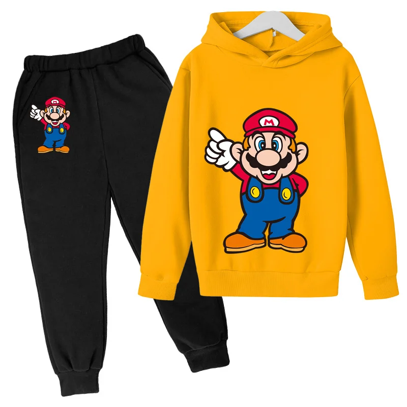 

New Marios-Bros Sports cotton Spring Autumn Hoodie Pullover Pants Boys and Girls Cute Fashion Casual Long Sleeve Hoodie Set